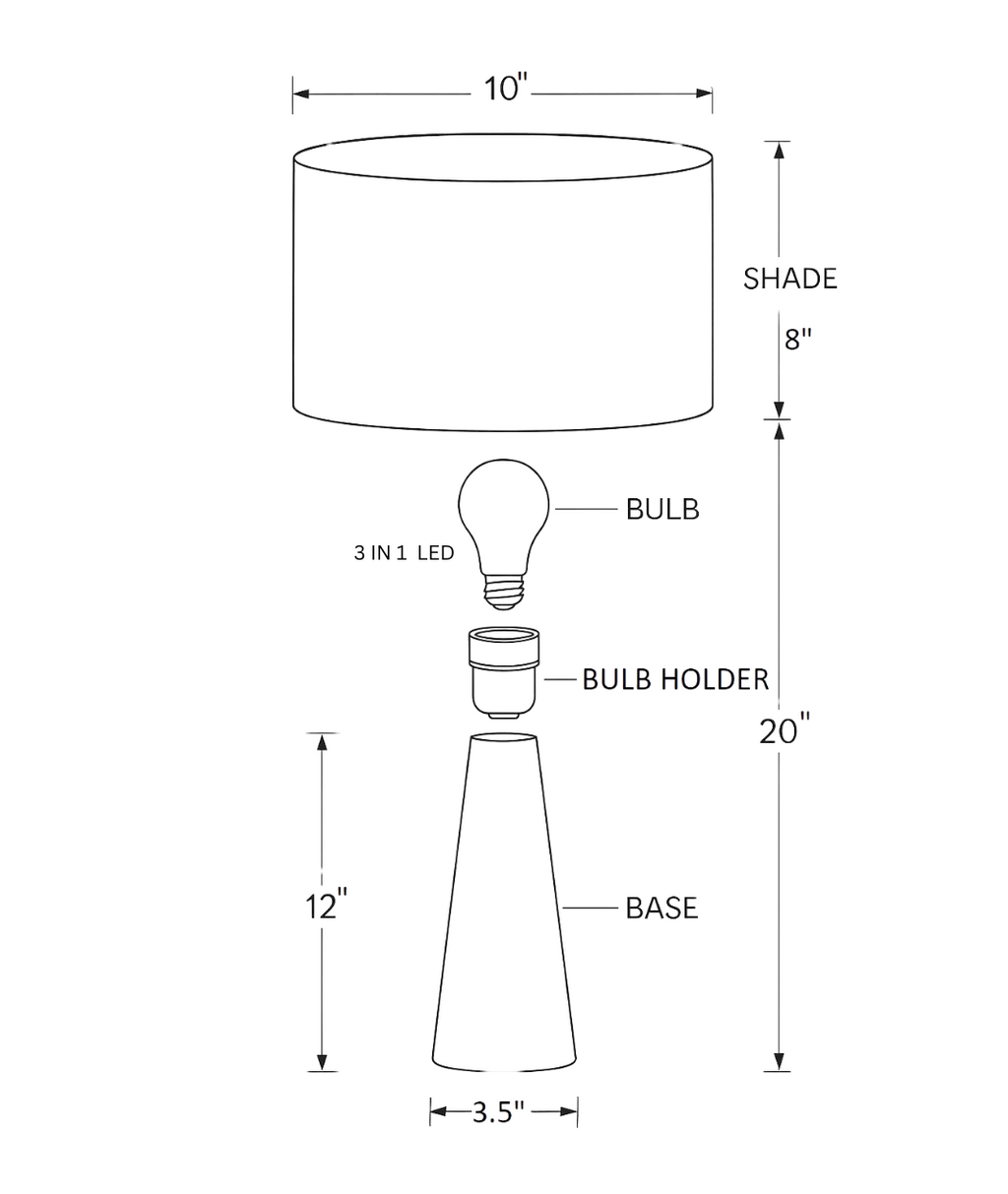 Oak Cone Shape Bedside Table Lamp