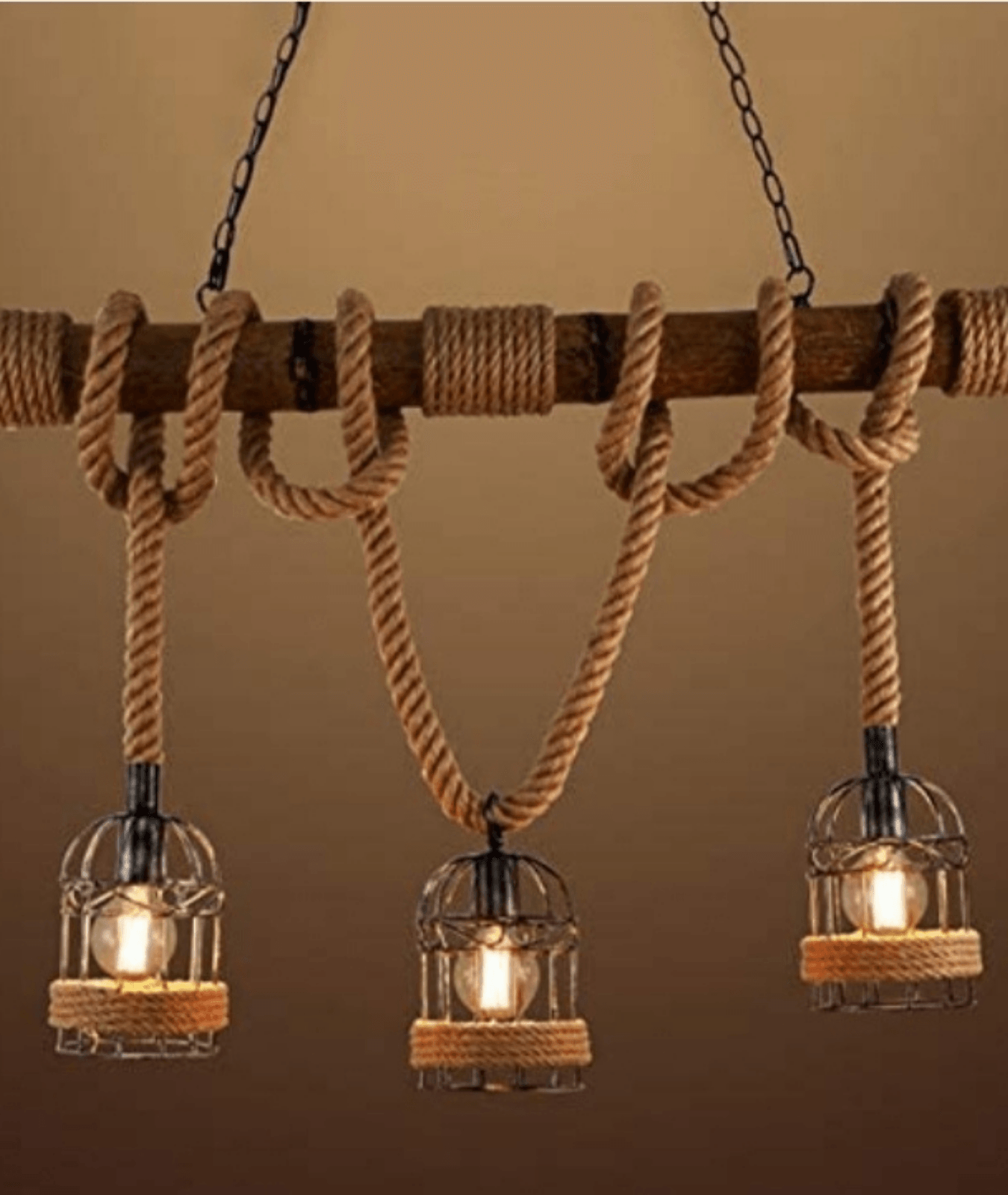 Hemp Rope Iron Chandelier Pendant Light