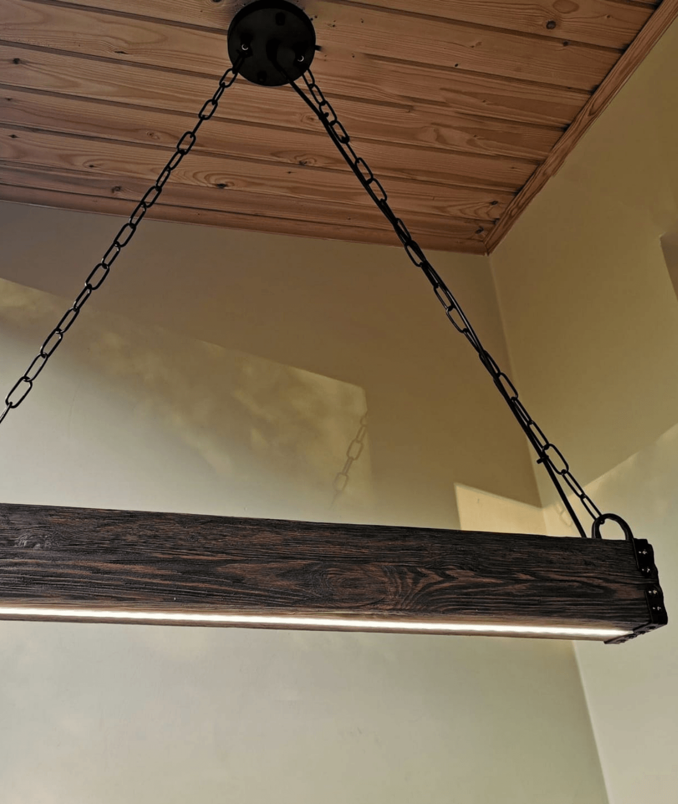 Rustic Wood Beam LED Pendent Hanging Wooden Lamp