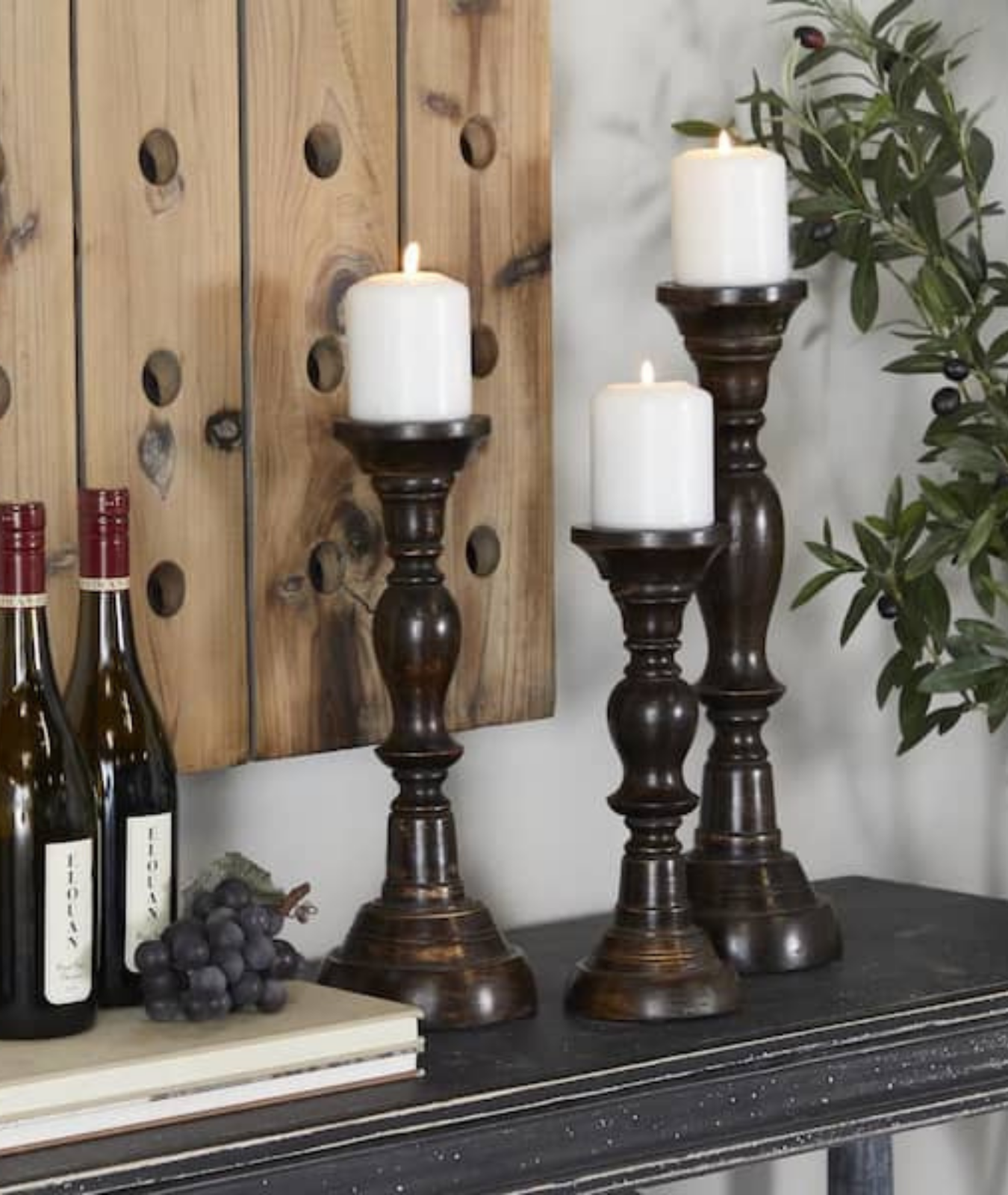 Tall Pillar Wooden Candle Holder