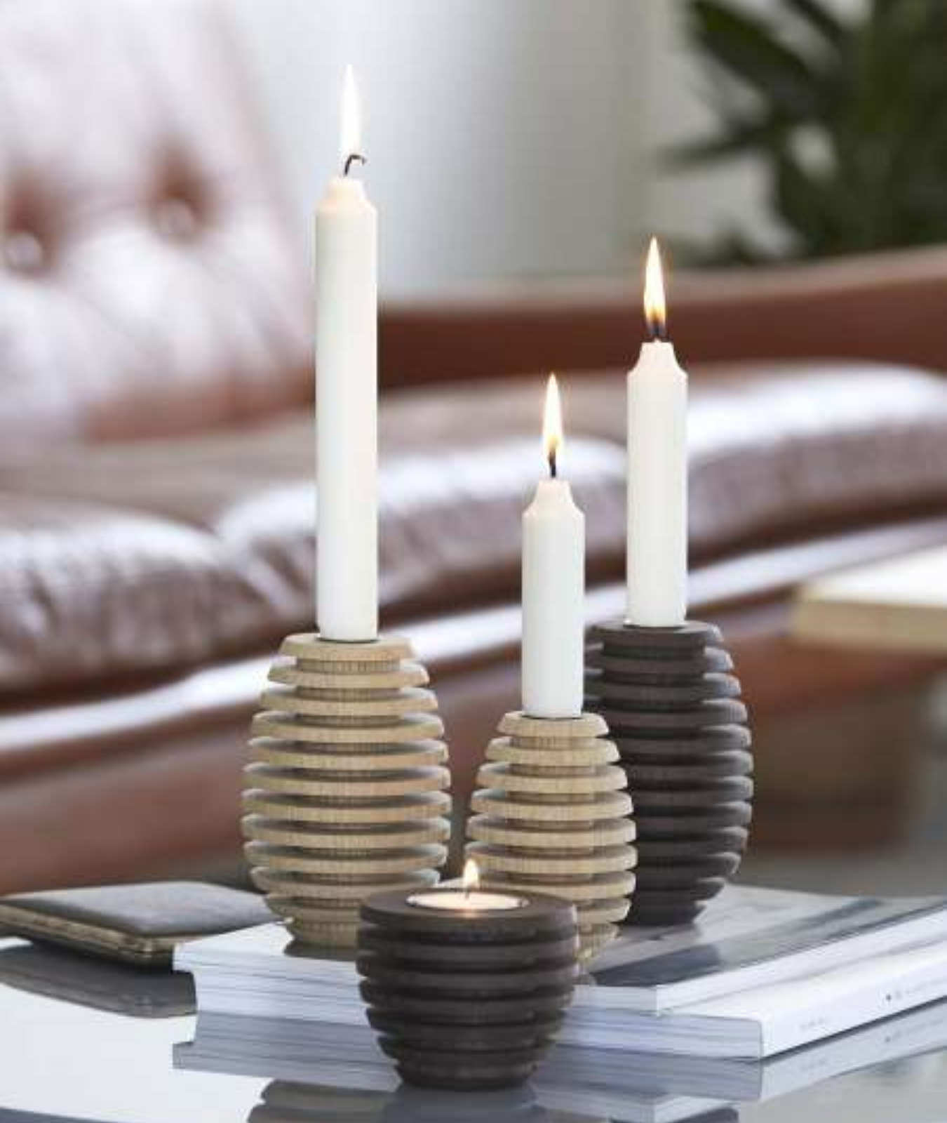 Round Pinecone Candle Holder