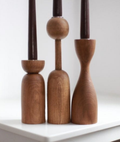 Primitive  Wooden Candlestick Holder (Set of 3)