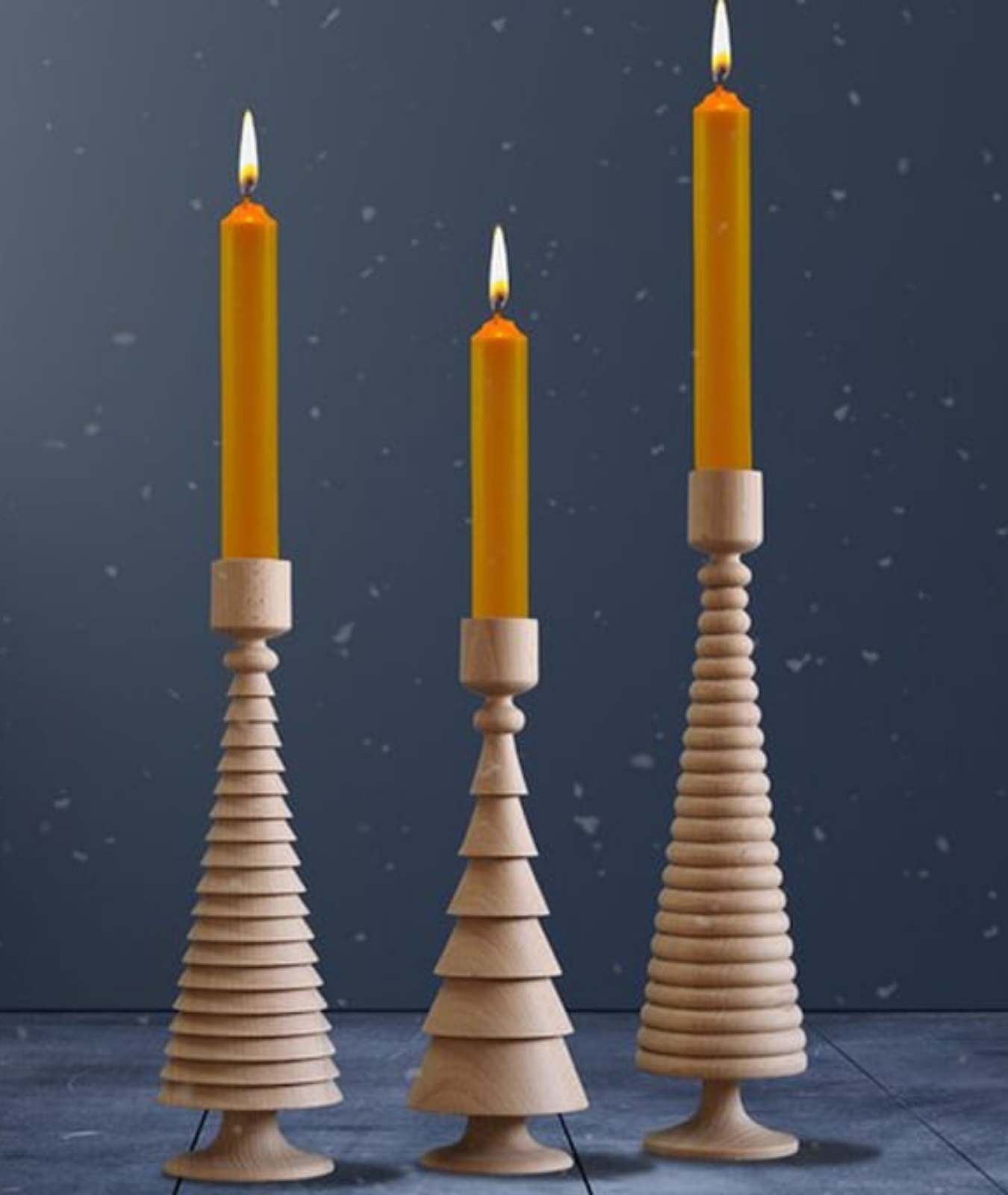 Handmade set of 3 Christmas Tree  Wooden Candlestick Holder (Set of 3)