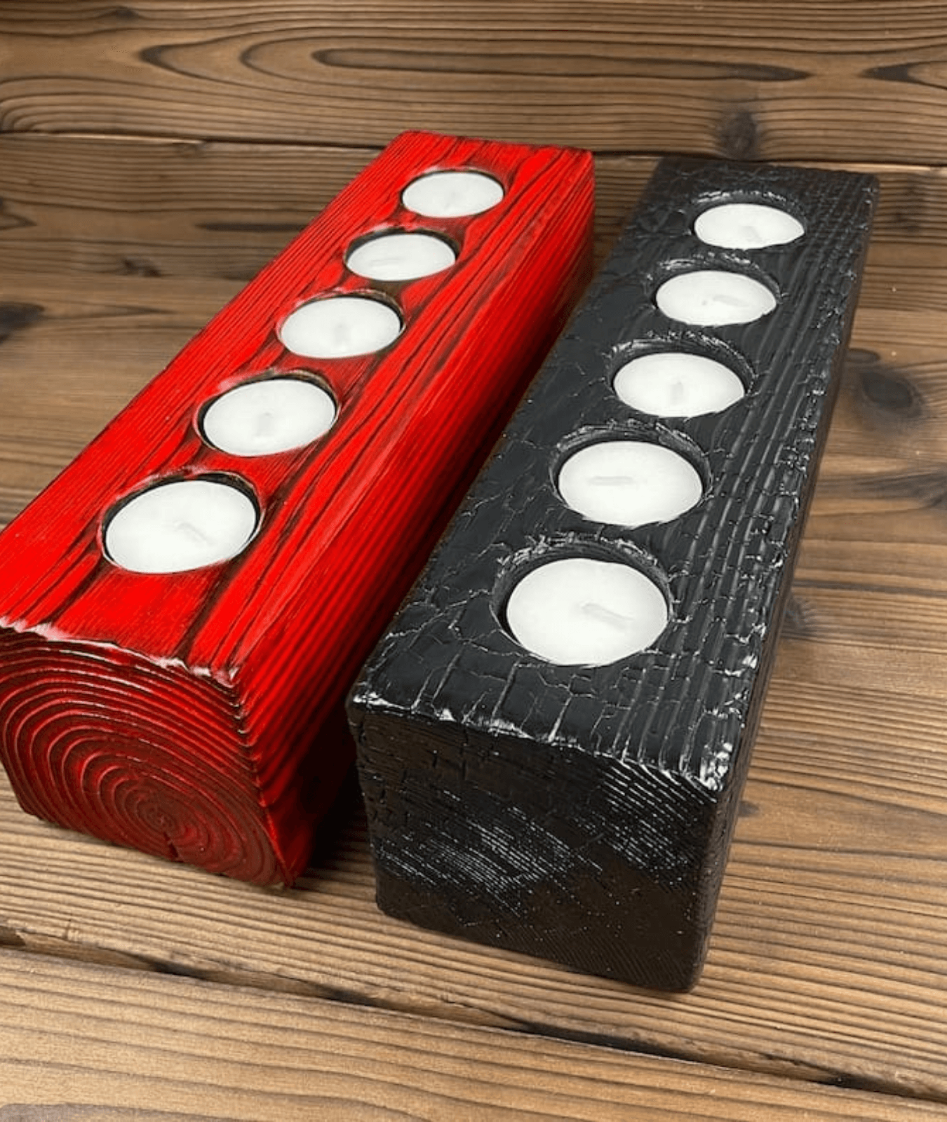 Long Wooden Candle Holder  For 3-5 Tealights