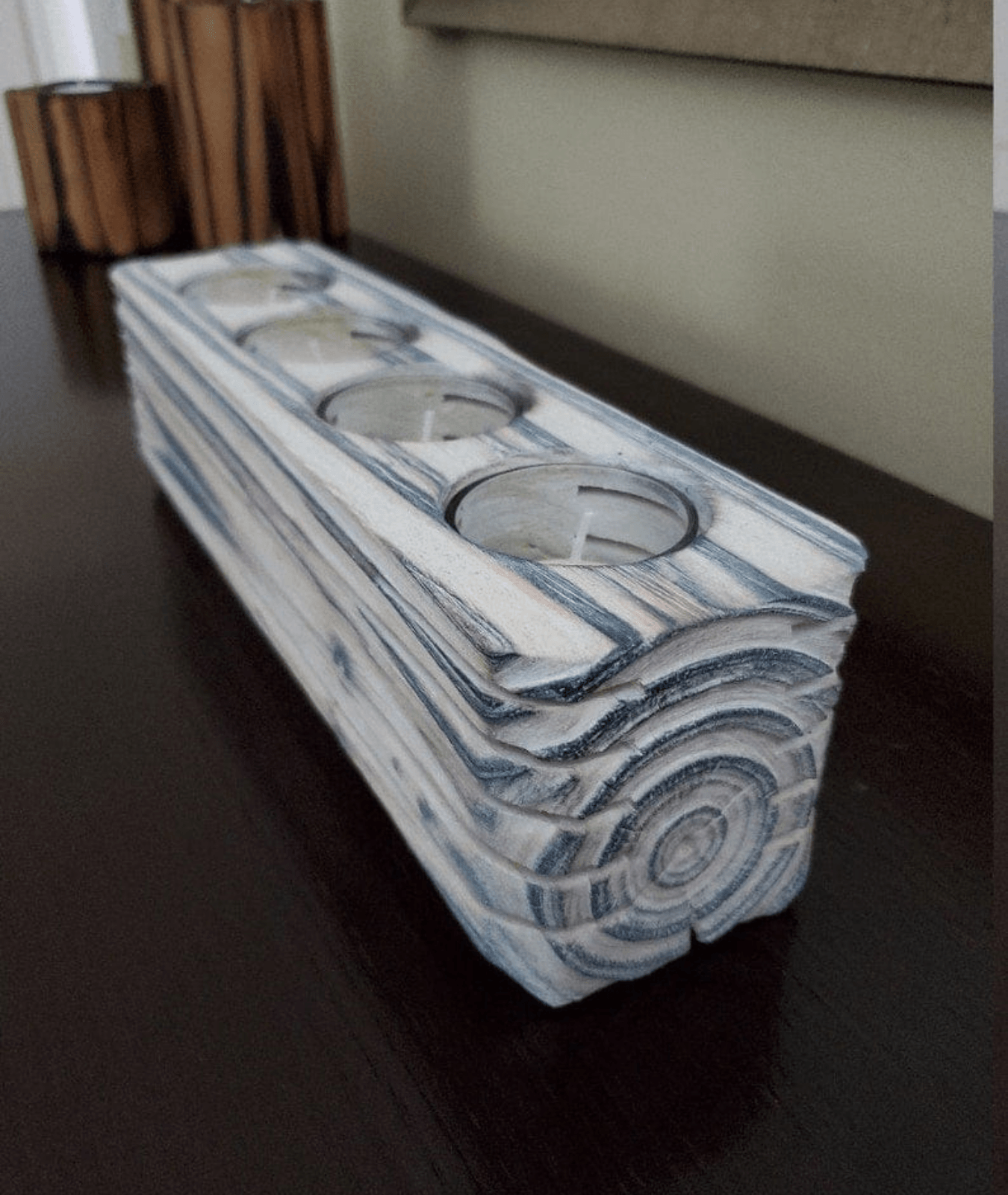 Long Wooden Candle Holder  For 3-5 Tealights