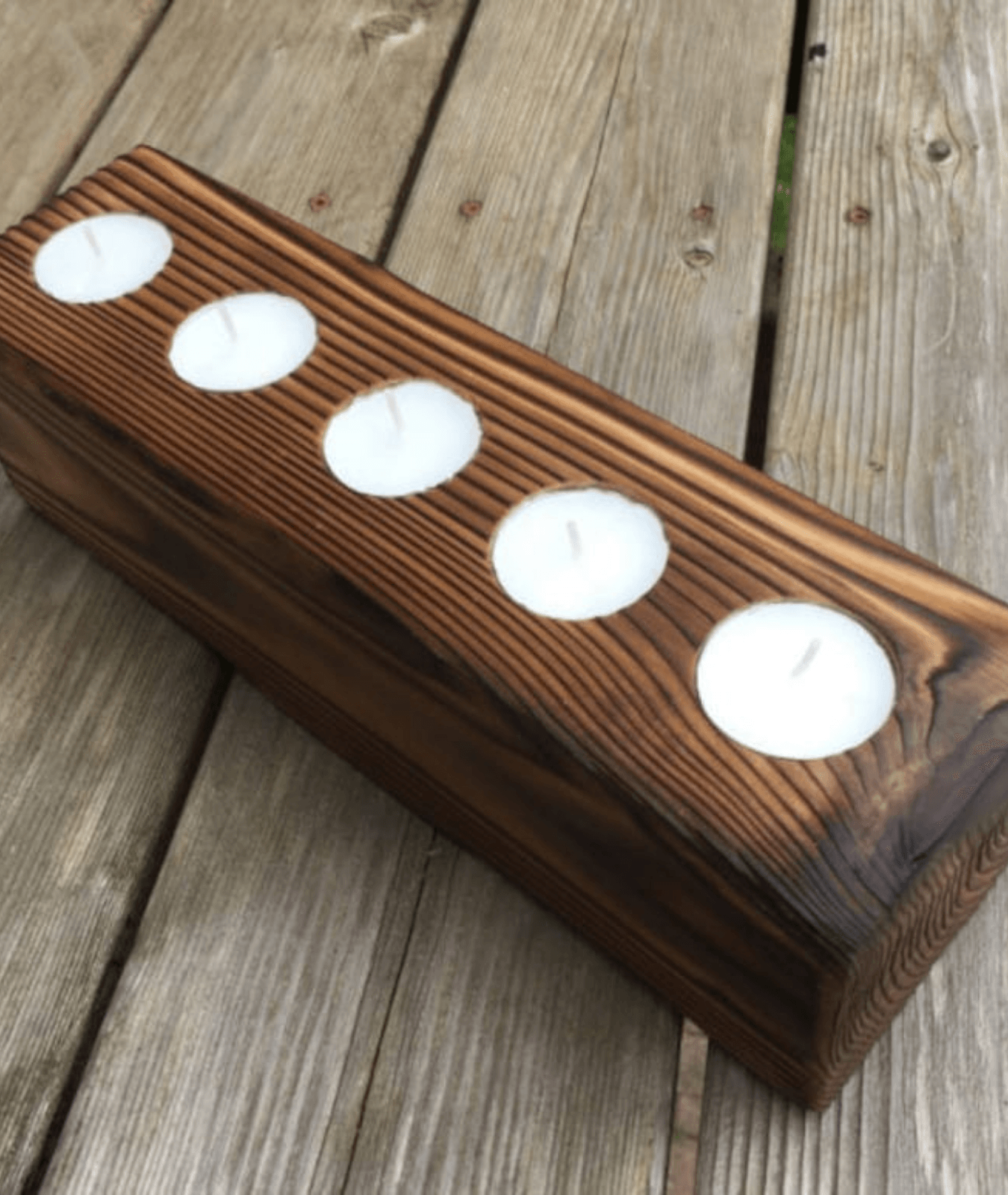 Long Wooden Candle Holder  For 3-5 Tealights