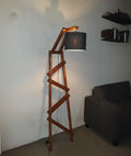 Wall Leaning Standing Floor Wooden Lamp