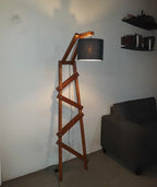 Wall Leaning Standing Floor Wooden Lamp