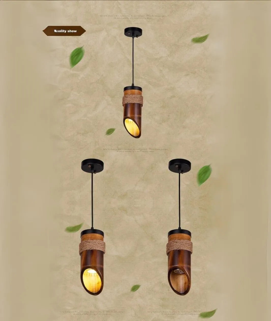 Original Bamboo Style Hanging  Wooden Lamp
