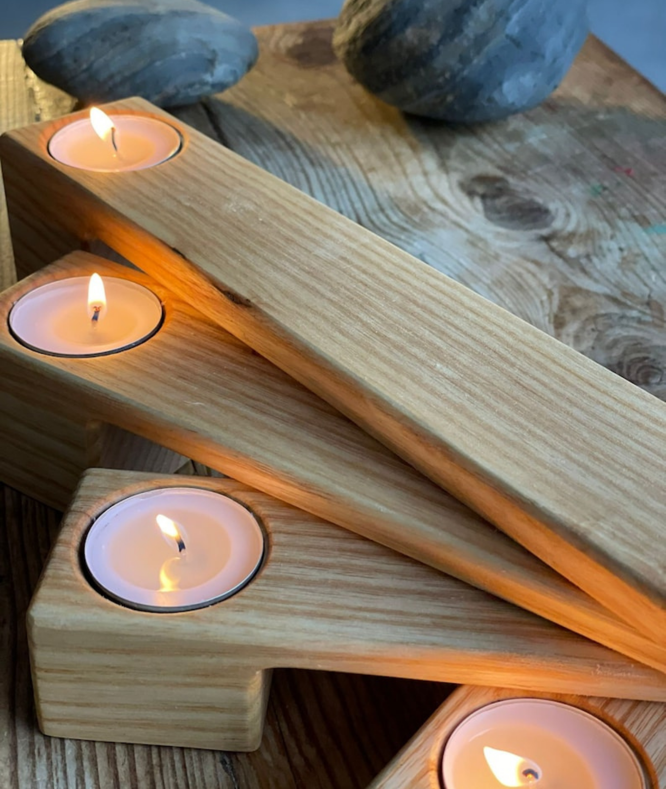 Foldable Wooden Tealight Candle Holder