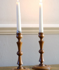 Two Classic Wooden Candle Holders