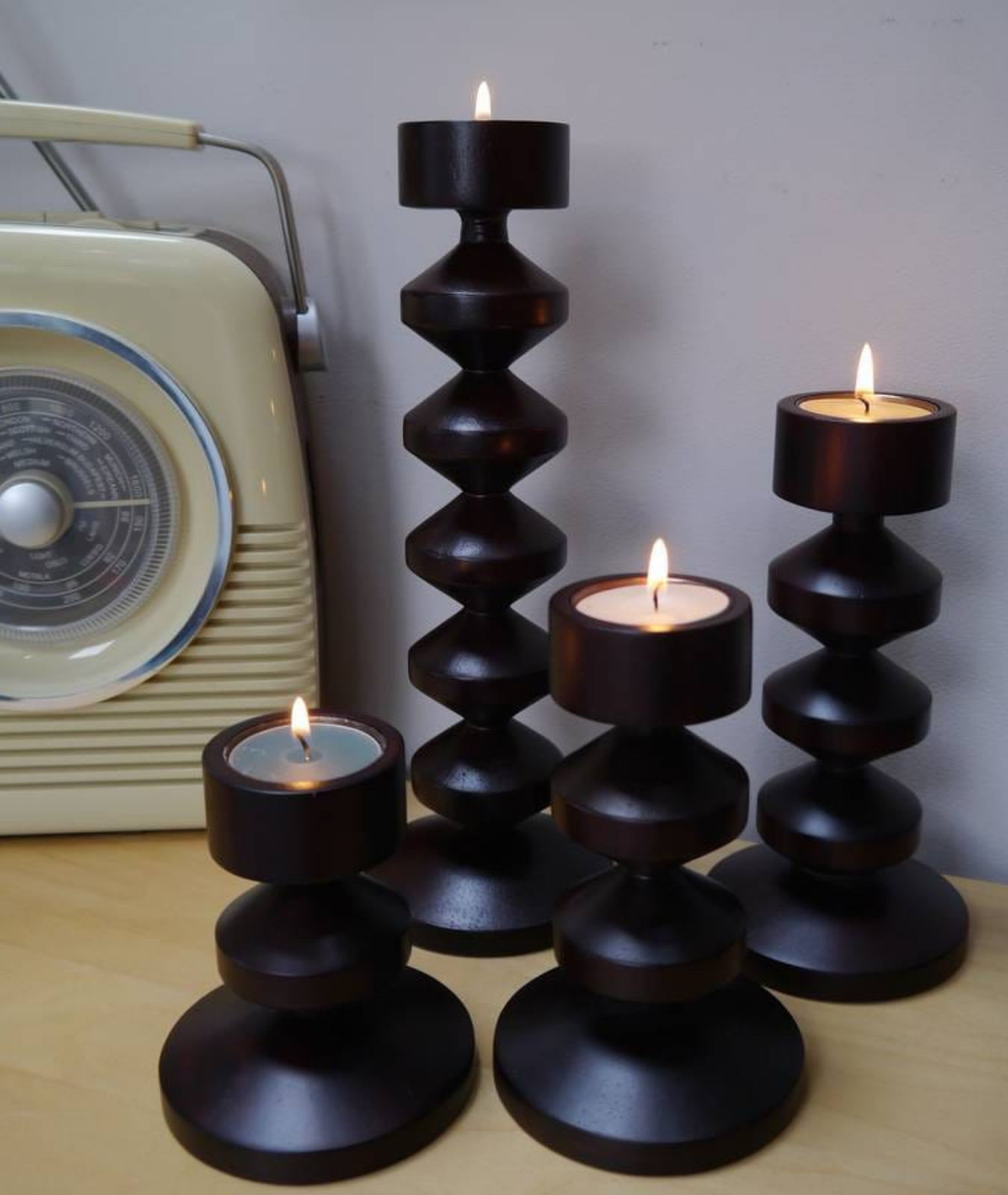 Mercana Candelero Wooden Round Candlestick Holder