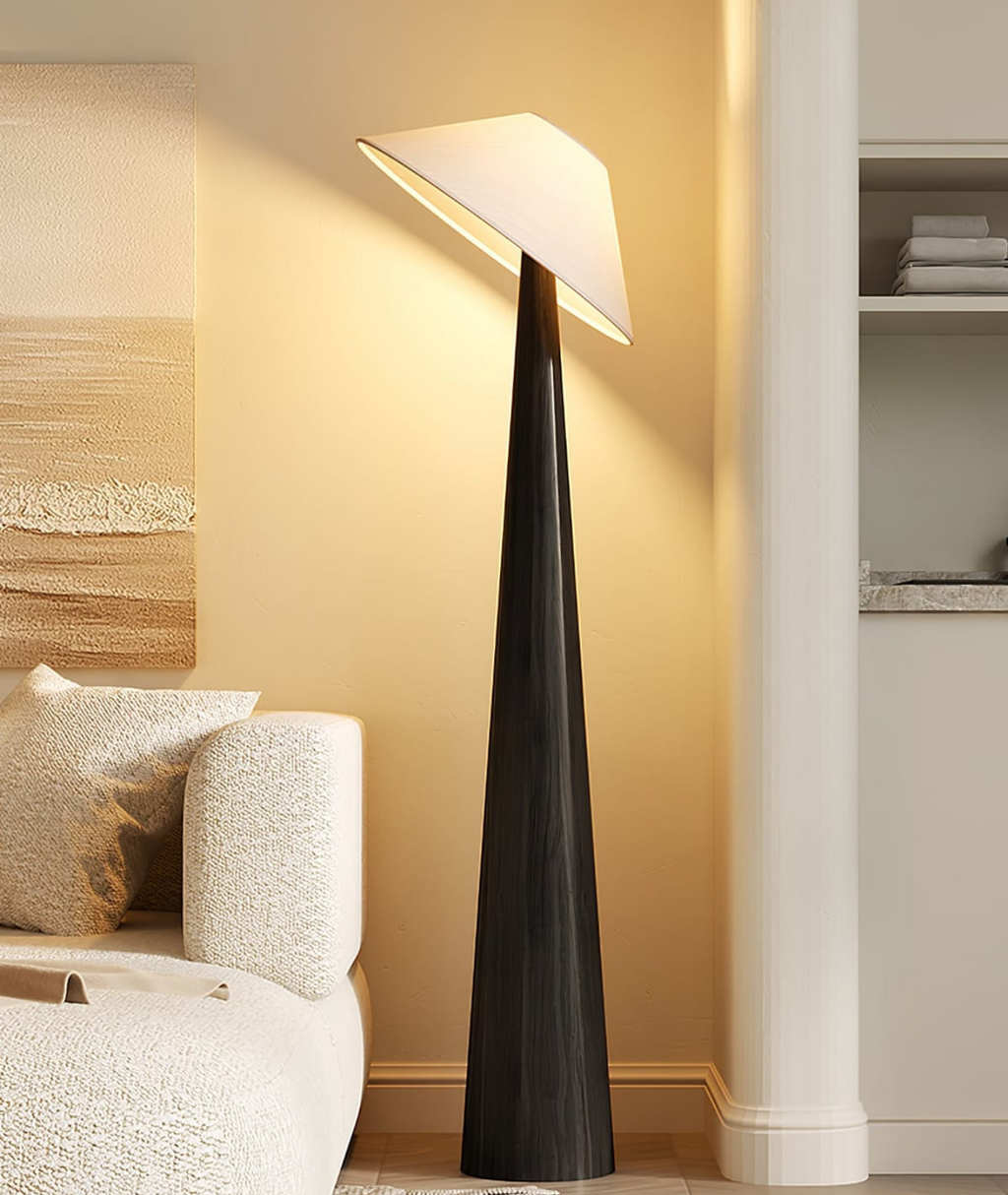 Wooden Tipped Hat Floor Lamp
