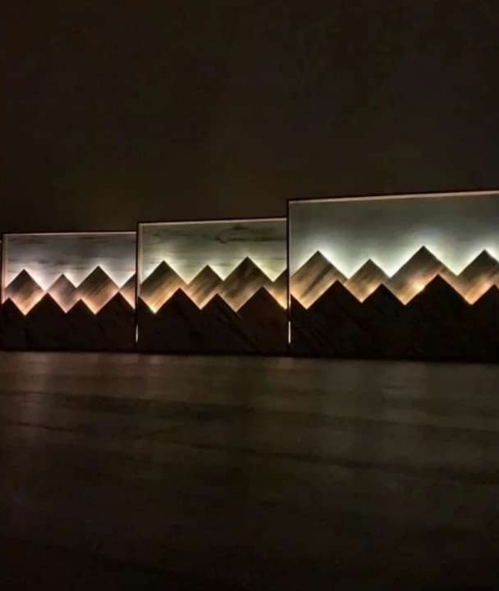 Mountain Wooden LED Wall Art Lamp