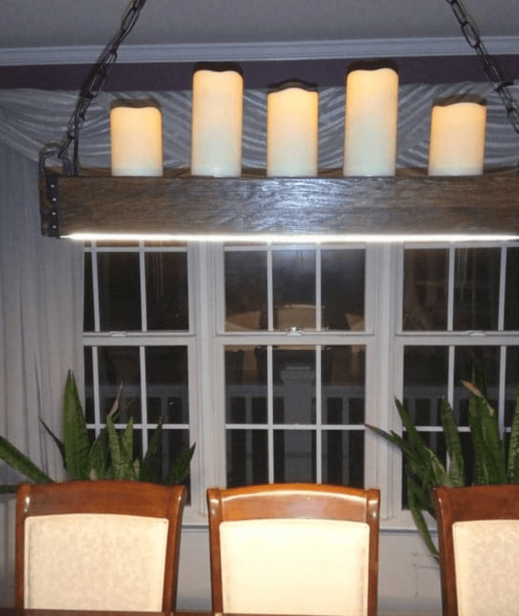 Rustic Wood Beam LED Pendent Hanging Wooden Lamp