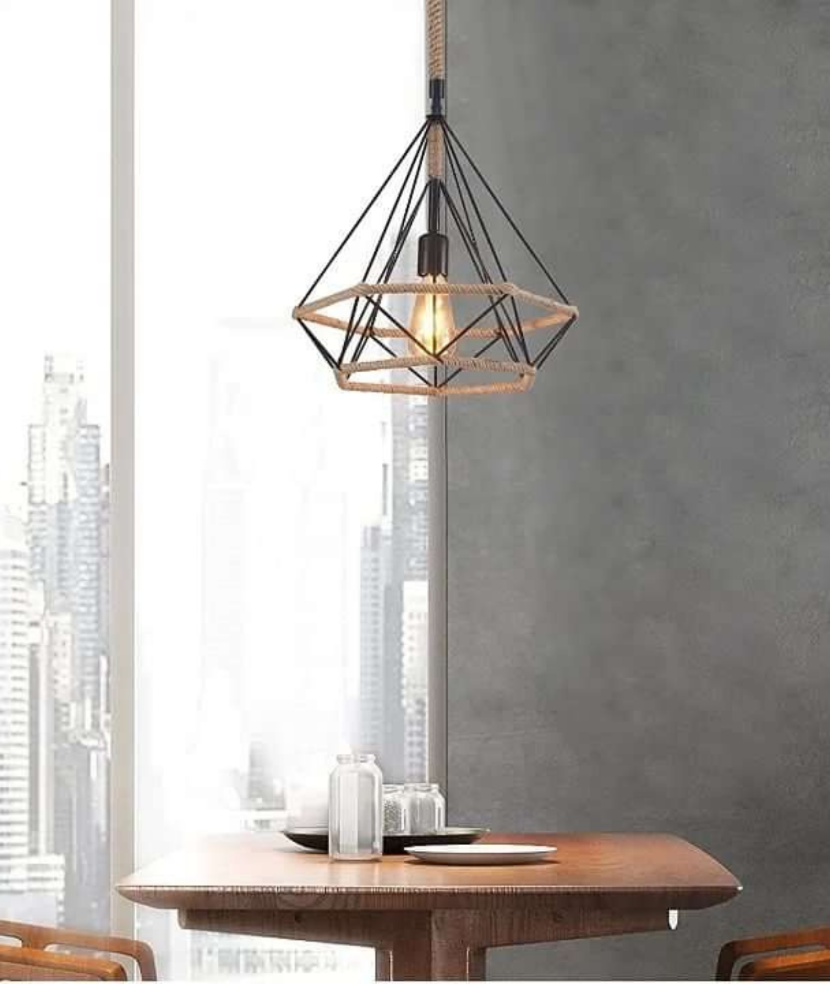 Hemp Rope Iron Wire Diamond Cage