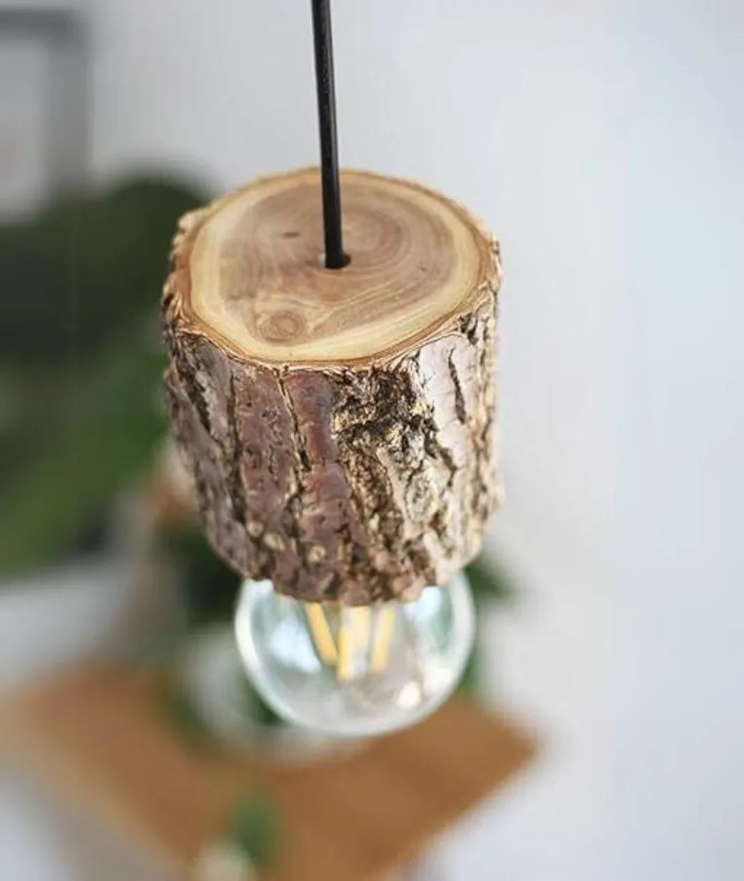 Original Wood Log Hanging Pendent Lamp
