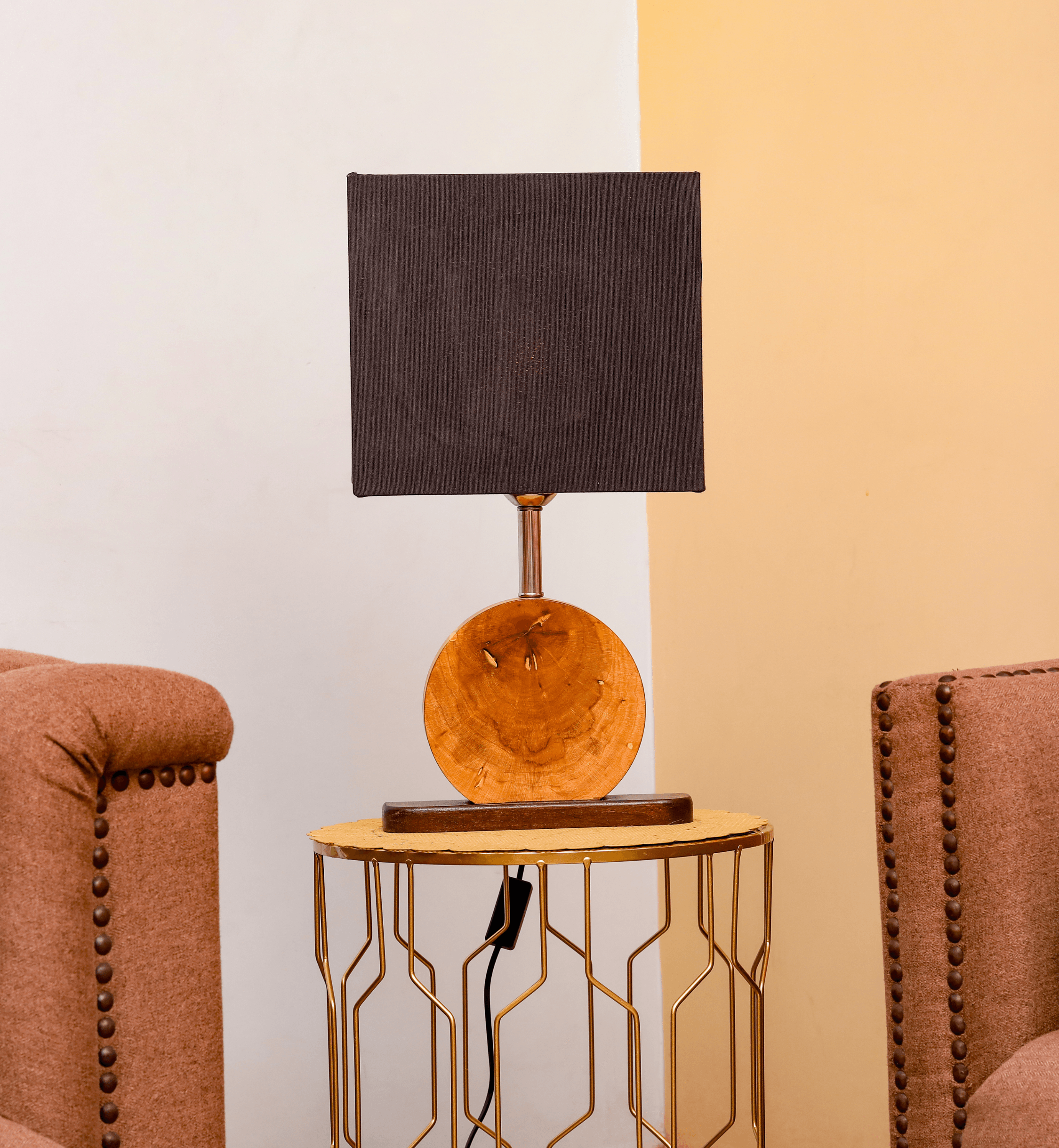 Moon Table Lamp or Large Round Wood Table Lamp