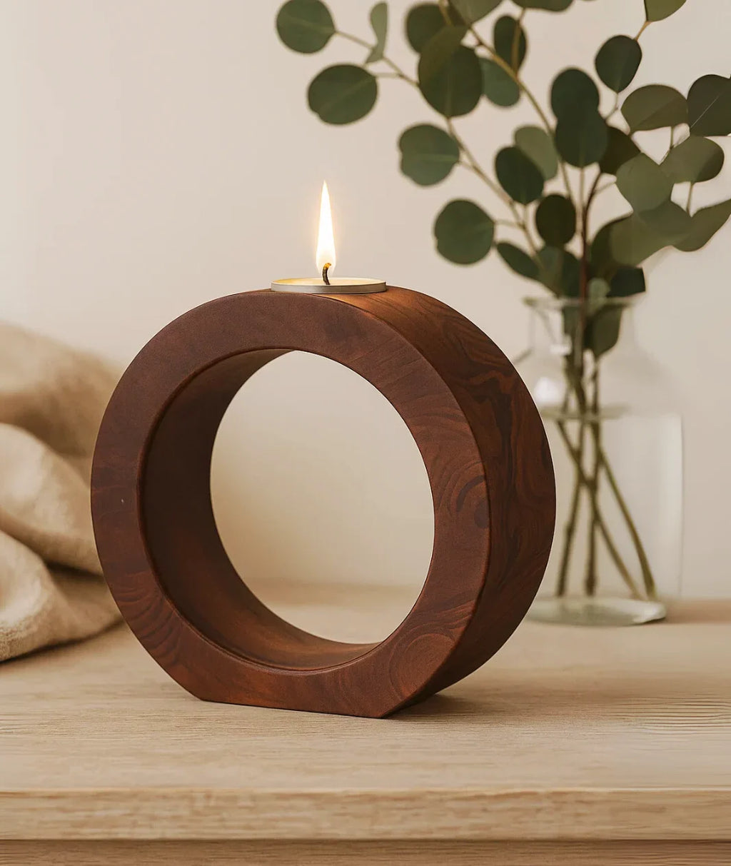 Concentric  Wooden Candle Holder
