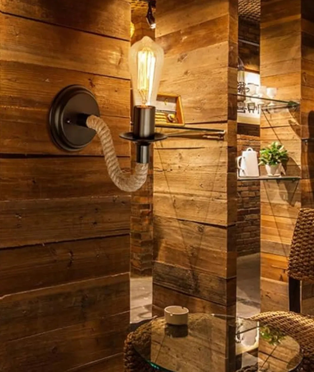 Retro Creative Wrought Iron Twine Wall Lamp Bedside Lamp