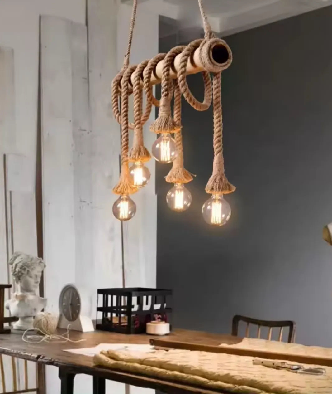 Rustic Vibes 6 Light Rope Chandelier