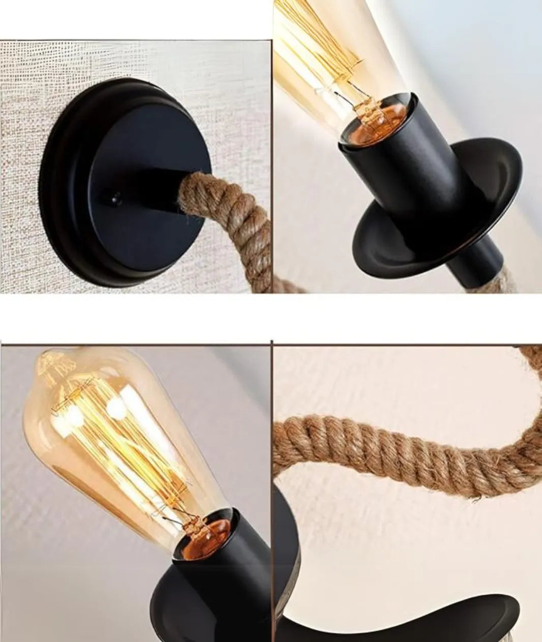 Retro Creative Wrought Iron Twine Wall Lamp Bedside Lamp