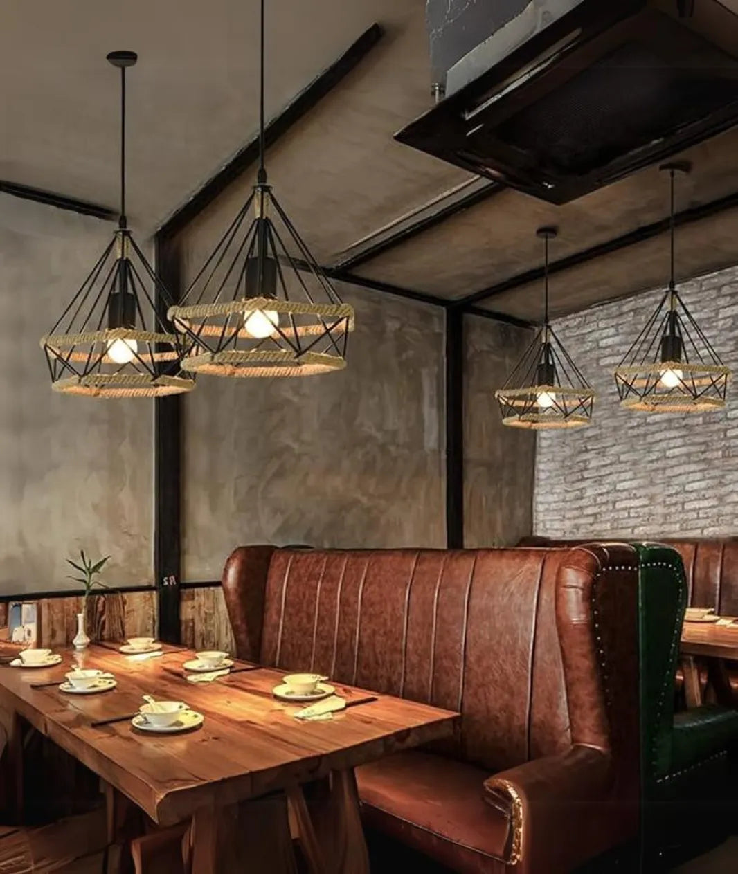 Hemp Rope Iron Wire Diamond Cage