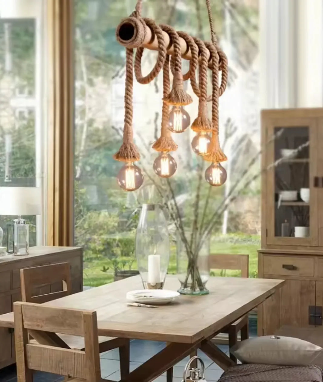 Rustic Vibes 6 Light Rope Chandelier