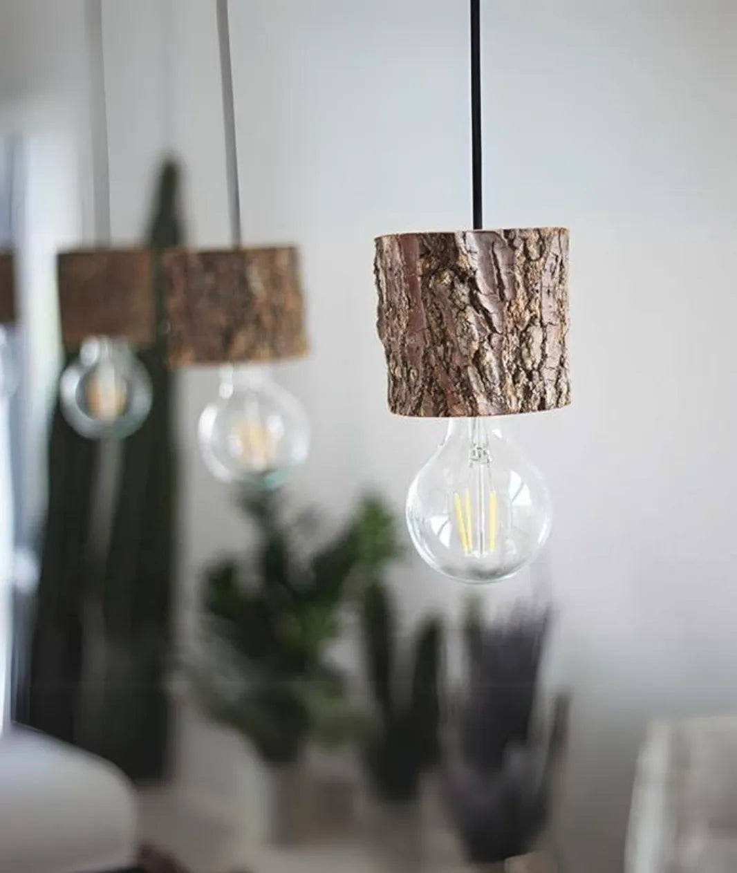 Original Wood Log Hanging Pendent Lamp