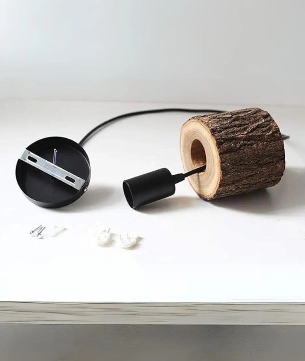 Original Wood Log Hanging Pendent Lamp