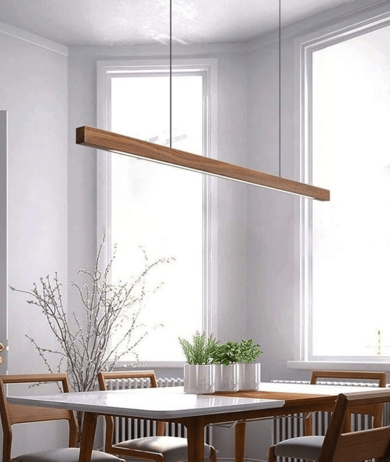 Minimalist Ash Wood Linear LED Pendant