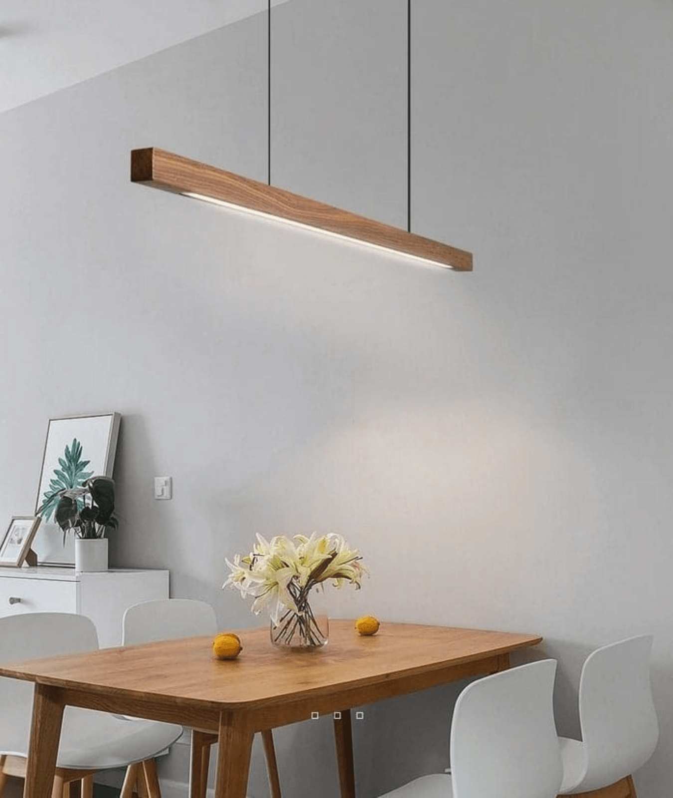 Linear LED Pendant Hanging Wooden Lamp