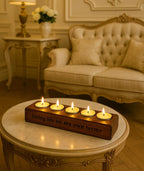 Hand-Carved 5-Cup Wooden Tealight Holder
