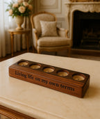 Hand-Carved 5-Cup Wooden Tealight Holder