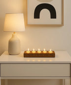 Hand-Carved 5-Cup Wooden Tealight Holder