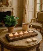 Hand-Carved 5-Cup Wooden Tealight Holder