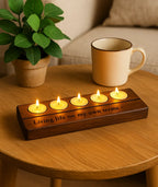 Hand-Carved 5-Cup Wooden Tealight Holder