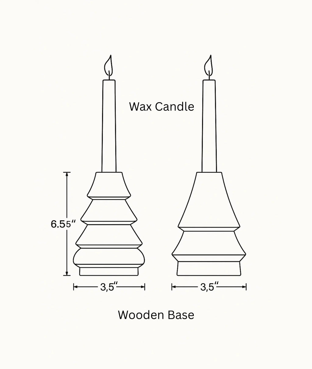 Cone-Shaped Wooden Candlestick Holders
