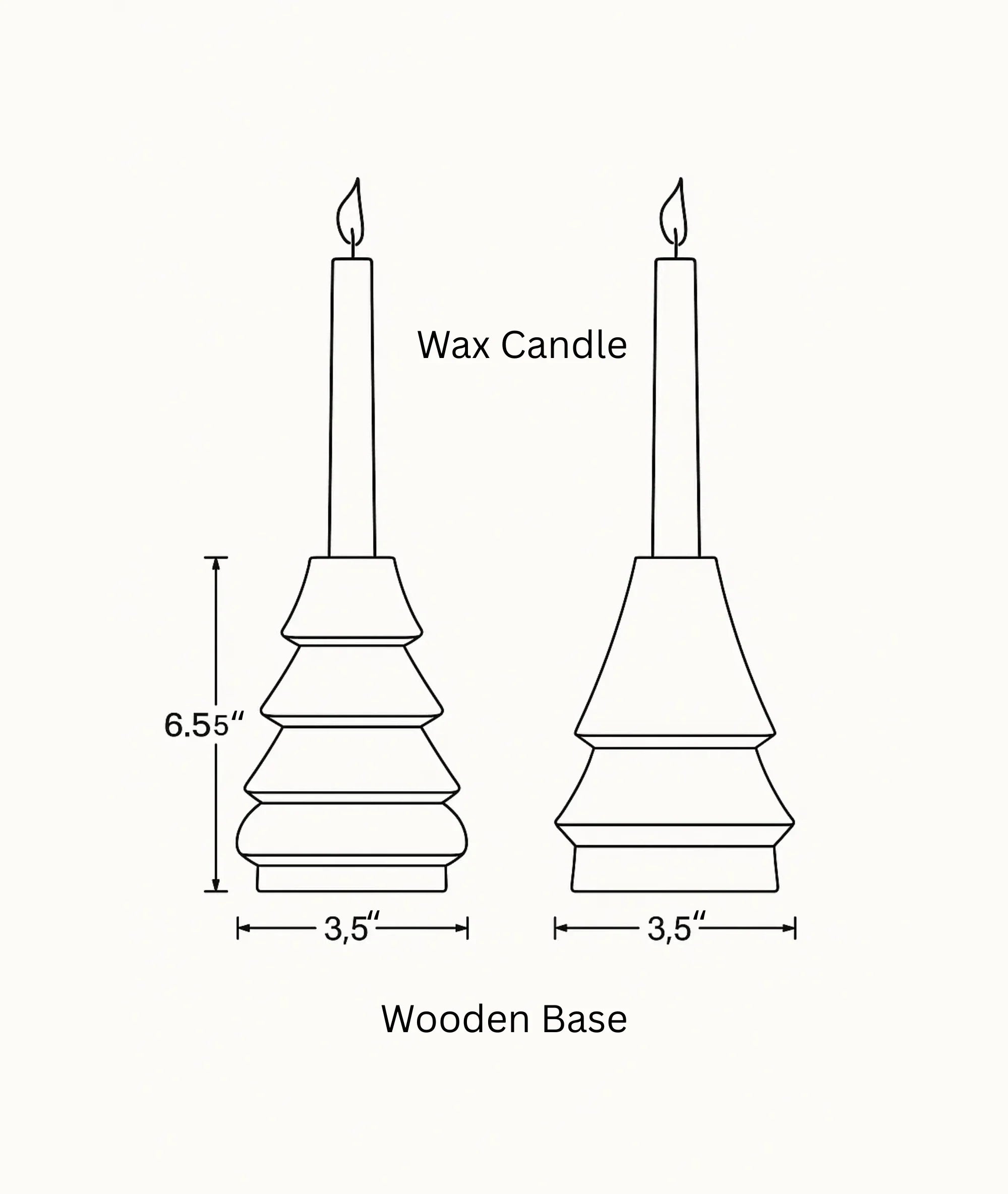 Cone-Shaped Wooden Candlestick Holders