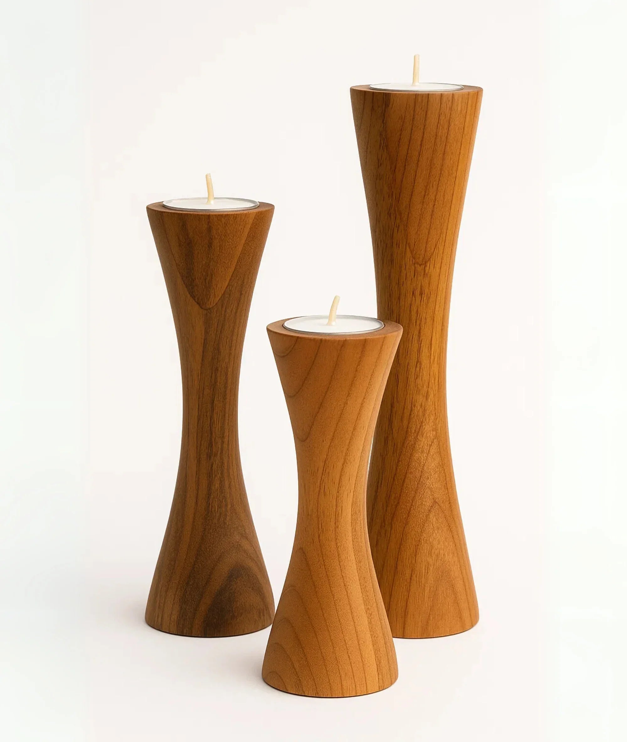 Geo Tapered Wooden Candlestick Holder