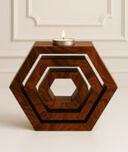 HexaGlow Wooden Candle Holder ⭐
