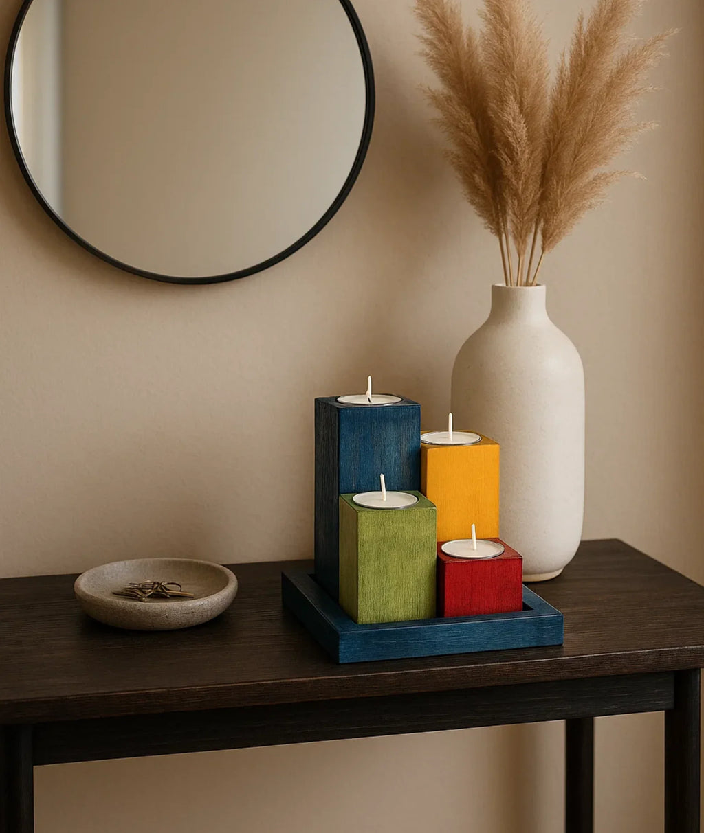 PlazaGlow Wooden Candlestick ⭐
