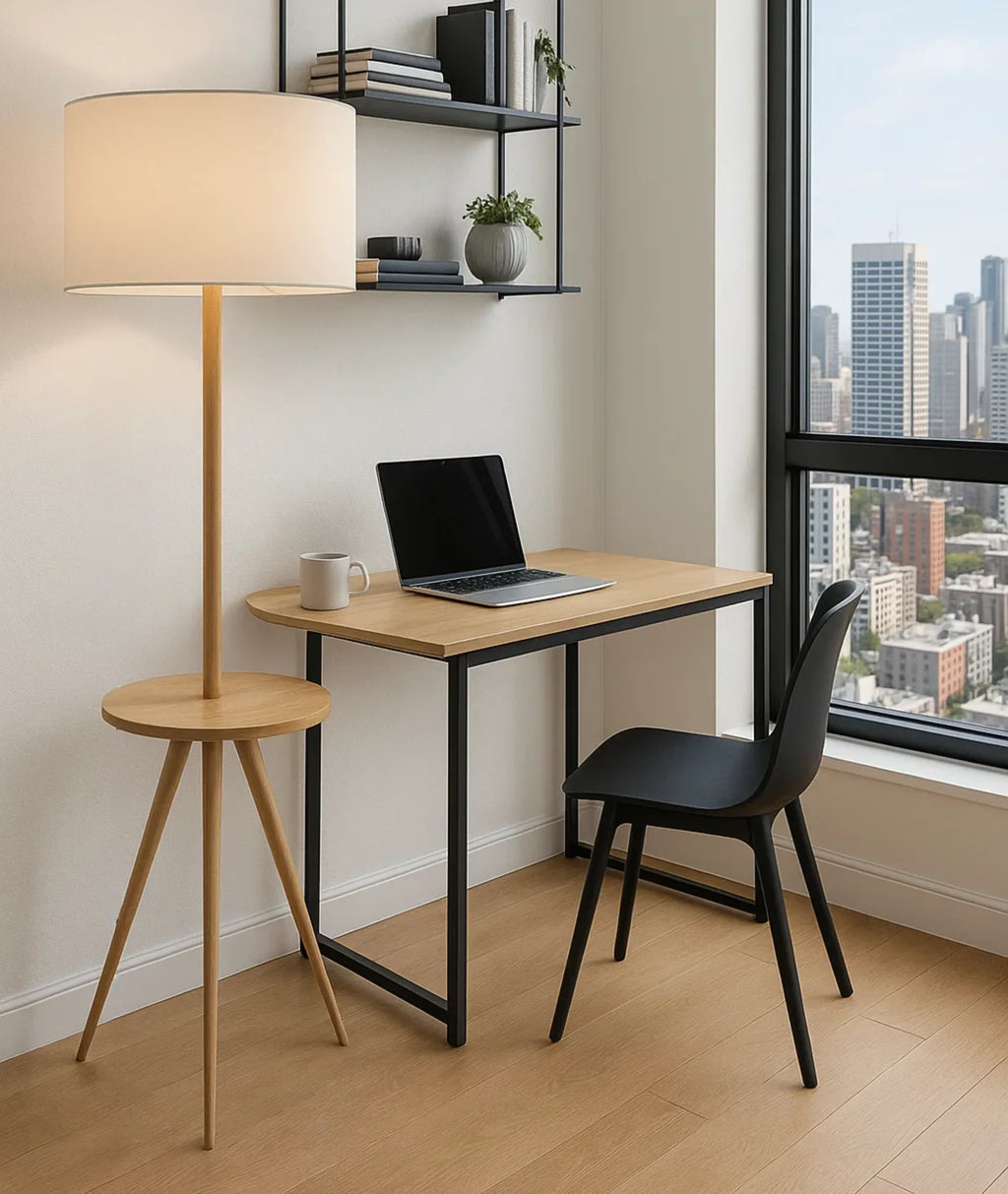 Modern Wooden Tripod Standing Lamp