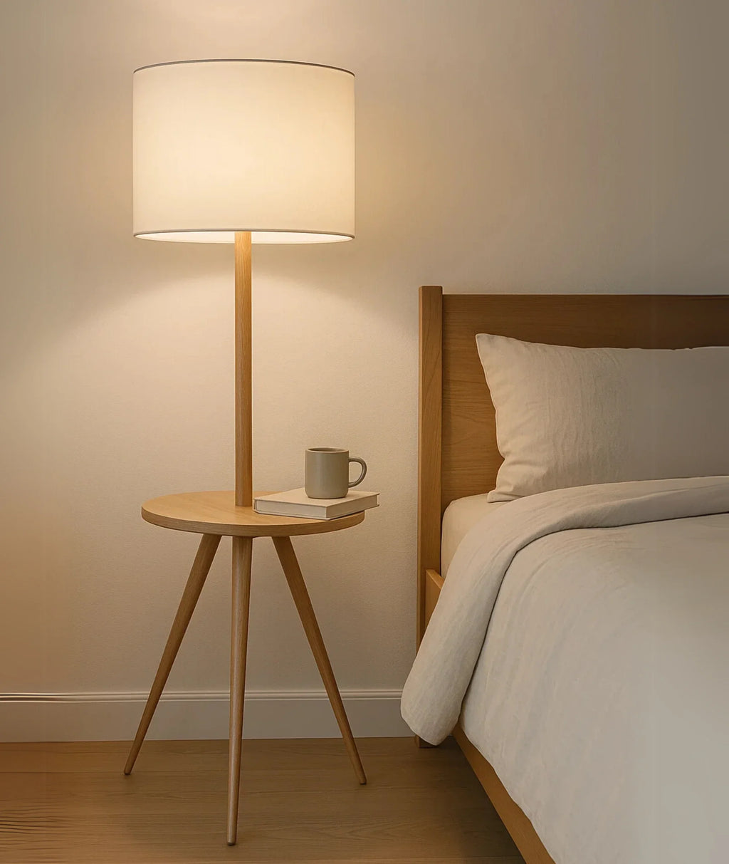 Modern Wooden Tripod Standing Lamp