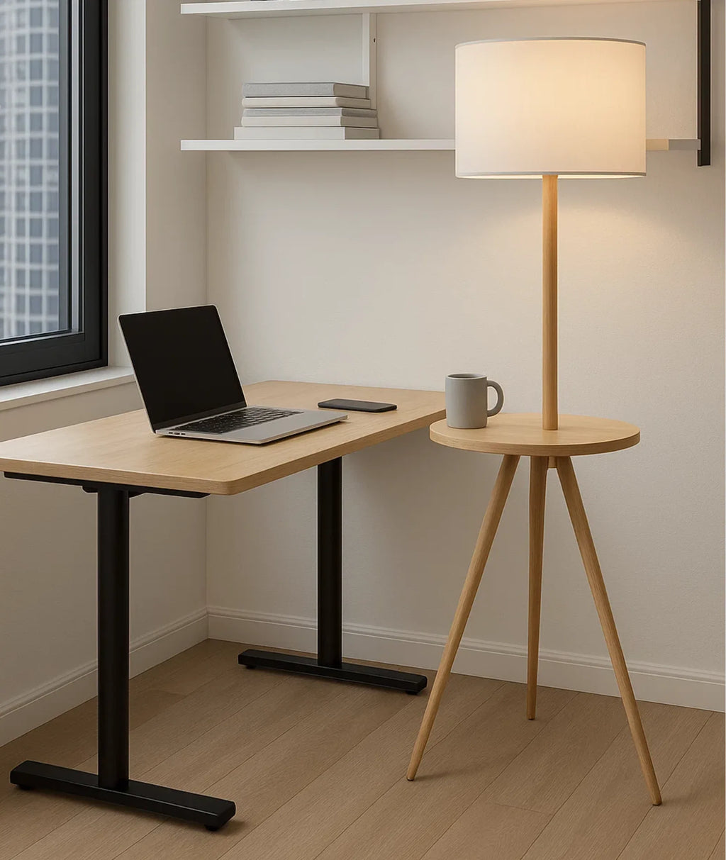 Modern Wooden Tripod Standing Lamp