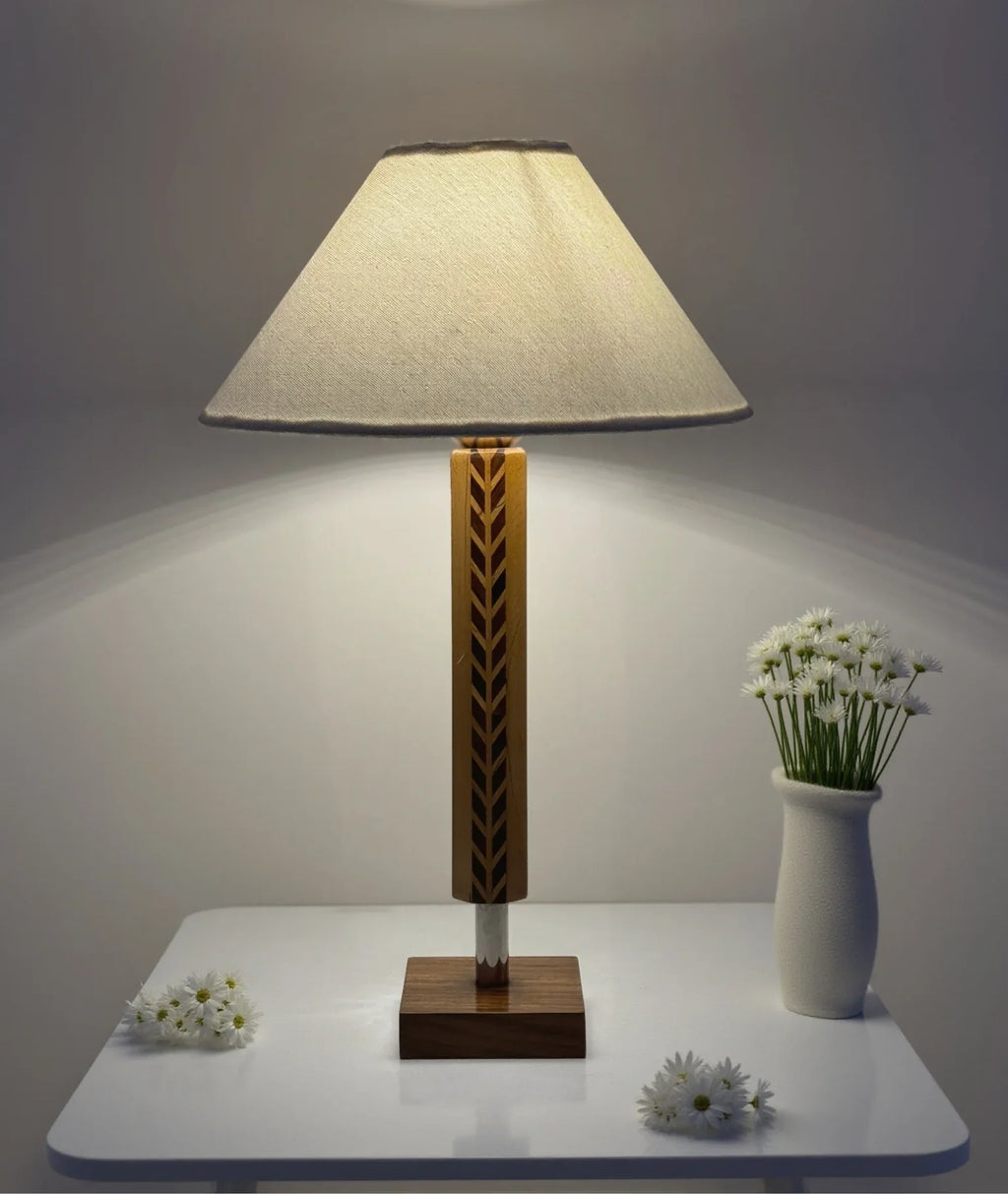 Octagon Dual-Tone Wooden Table Lamp