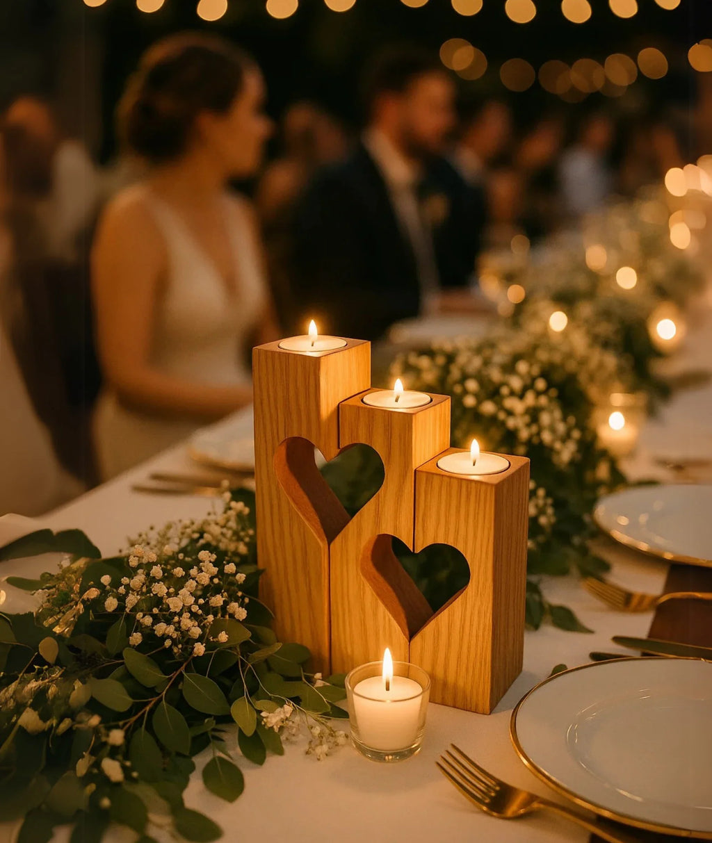 Sweetheart Love Light Wooden Candle Holders