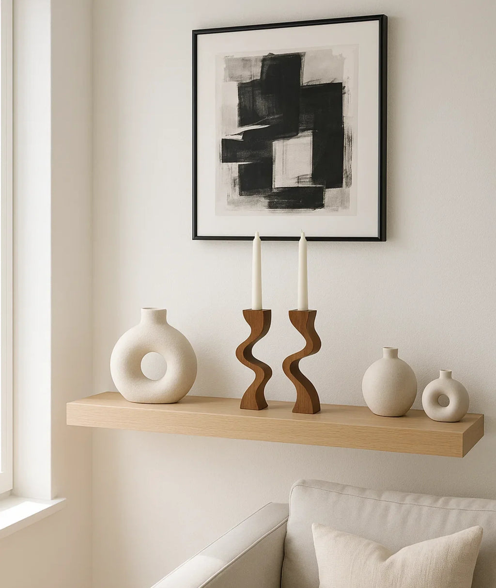 Swirl Wooden Candlestick Holder