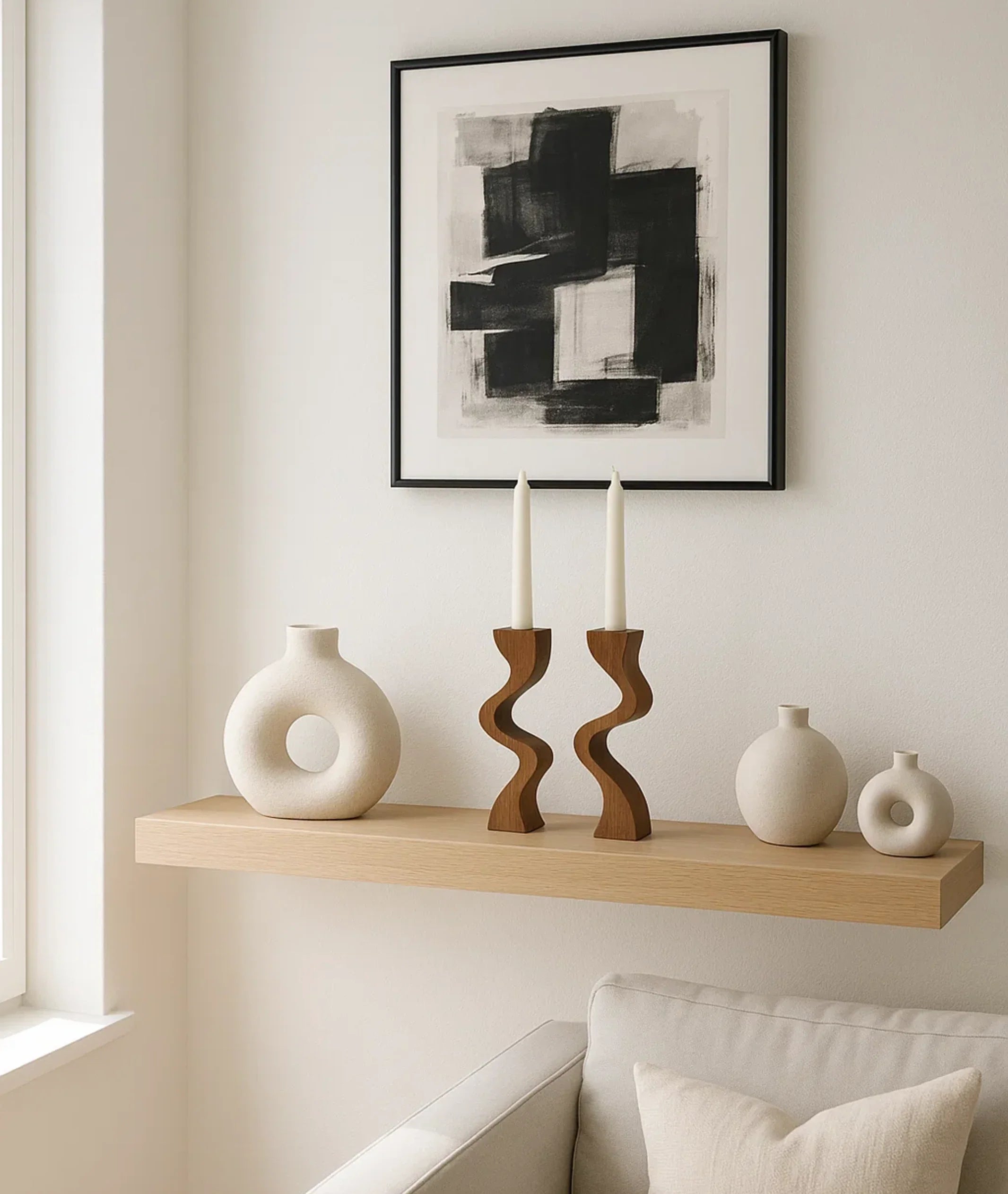 Swirl Wooden Candlestick Holder