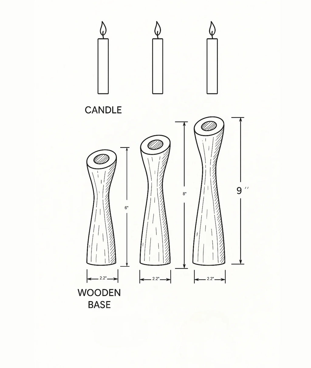 Tapered Silhouette Wooden Candle Holders